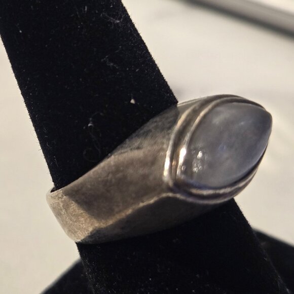 Vintage Chunky Sterling Silver Moonstone Modernist Ring - Picture 2 of 9